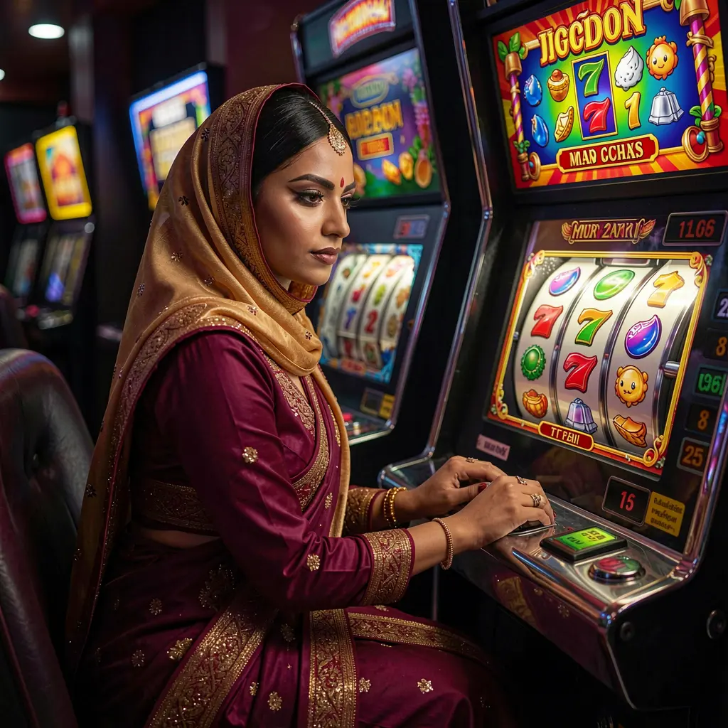 Confident player enjoying premium slot machine gameplay with bright reels and smooth interface at QQ777 BD casino platform